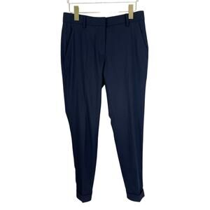 Burberry Brit Wool Blend Flat Front Pants Cuffed Navy Blue Size US 6 Classic